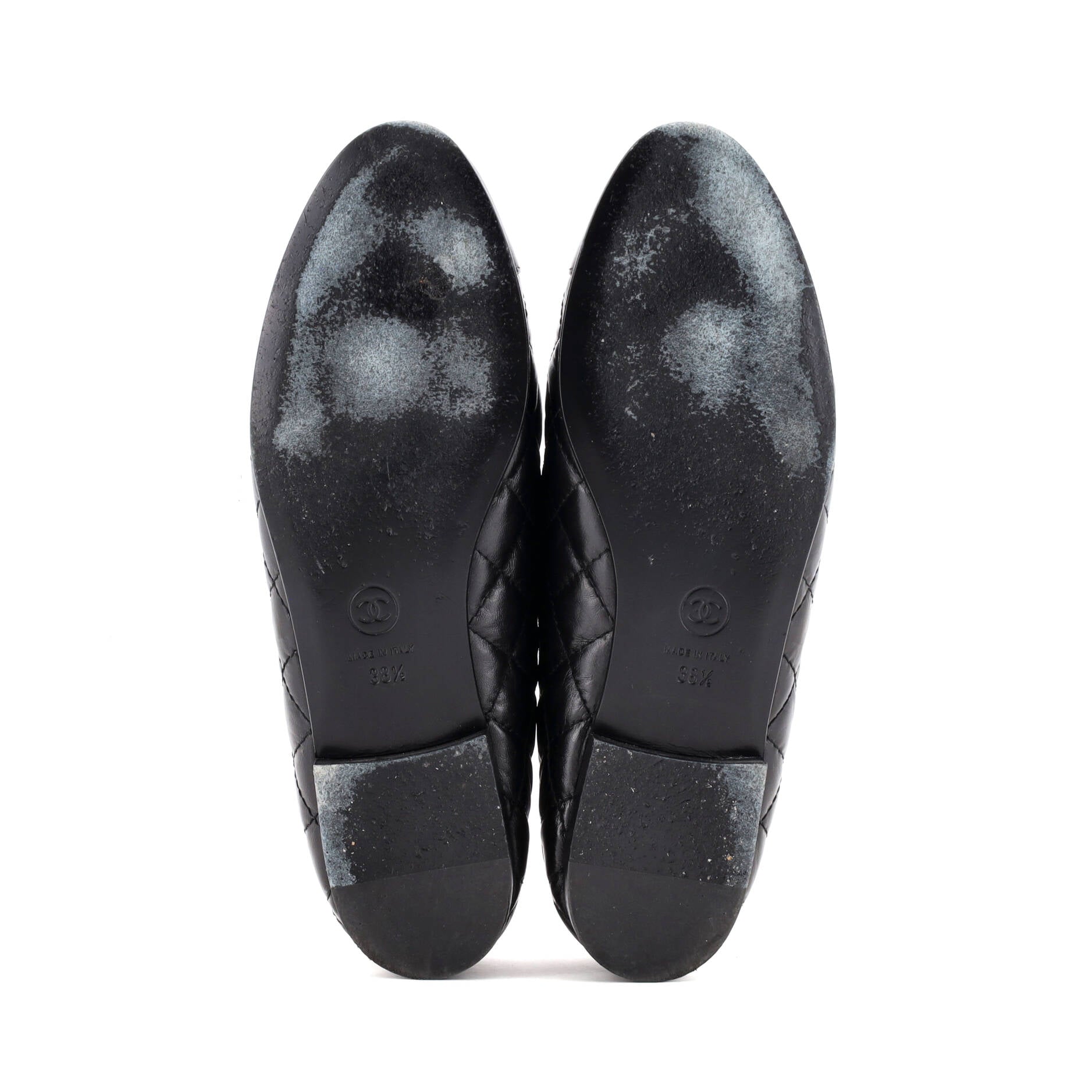 Women's CC Cap Toe Bow Ballerina Flats Quilted Leather