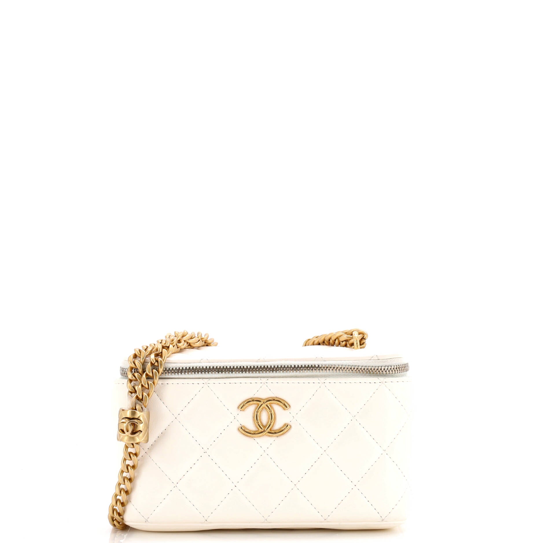 All Slide Long Vanity Case with Chain Quilted Lambskin Small