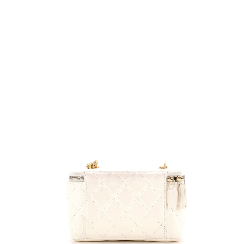 All Slide Long Vanity Case with Chain Quilted Lambskin Small