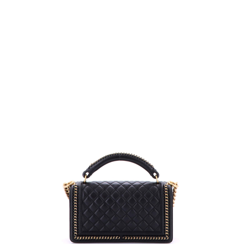 Chain Handle Boy Flap Bag Quilted Calfskin Old Medium