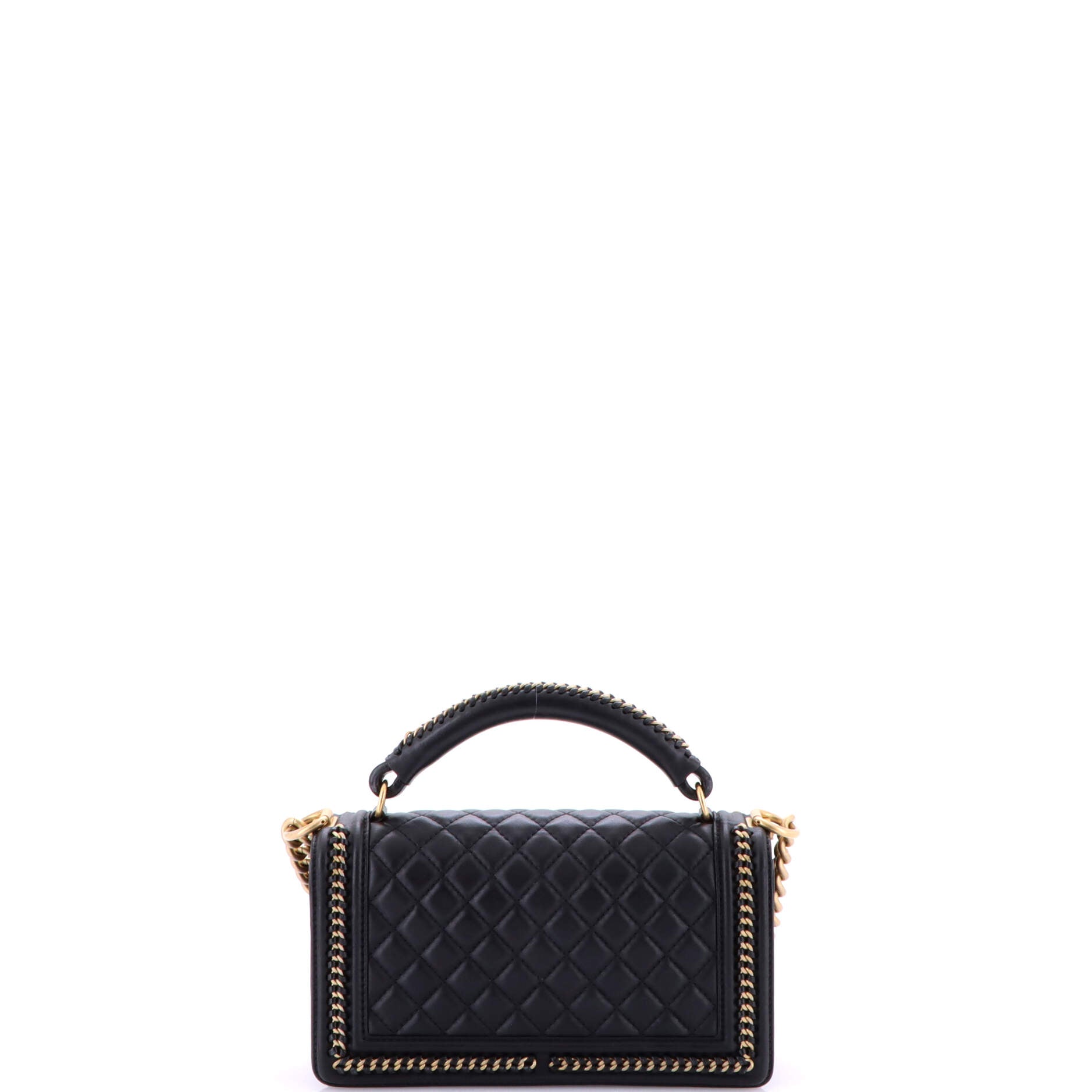 Chain Handle Boy Flap Bag Quilted Calfskin Old Medium