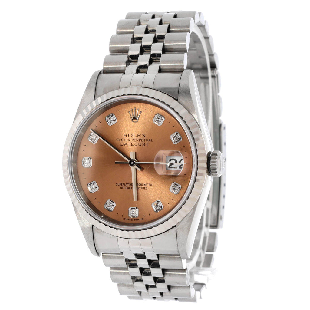 Oyster Perpetual Datejust Automatic Watch Stainless Steel and White Gold with Diamond Markers 36