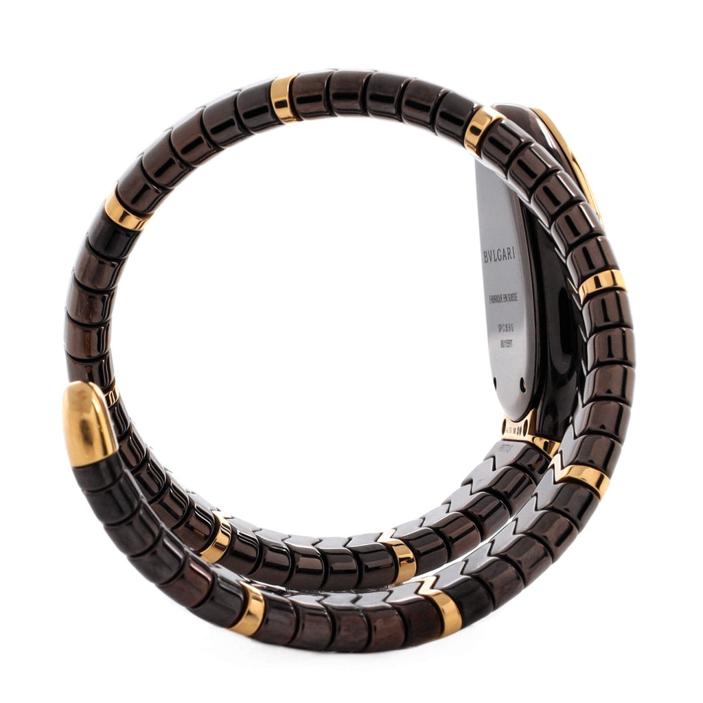 Serpenti Spiga Single Spiral Quartz Watch Ceramic and Rose Gold with Diamond Bezel 23