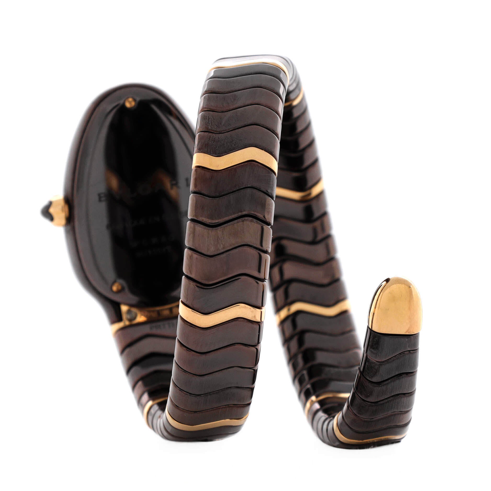 Serpenti Spiga Single Spiral Quartz Watch Ceramic and Rose Gold with Diamond Bezel 23