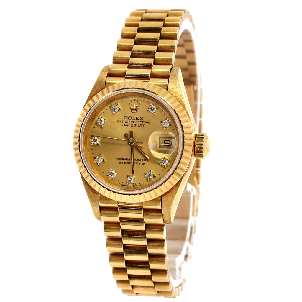 Oyster Perpetual Datejust Automatic Watch Yellow Gold with Diamond Markers 26