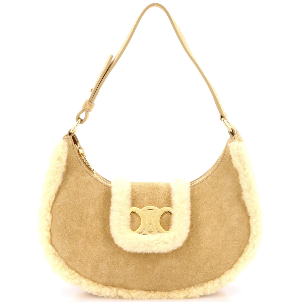 Ava Triomphe Bag Suede with Shearling Medium