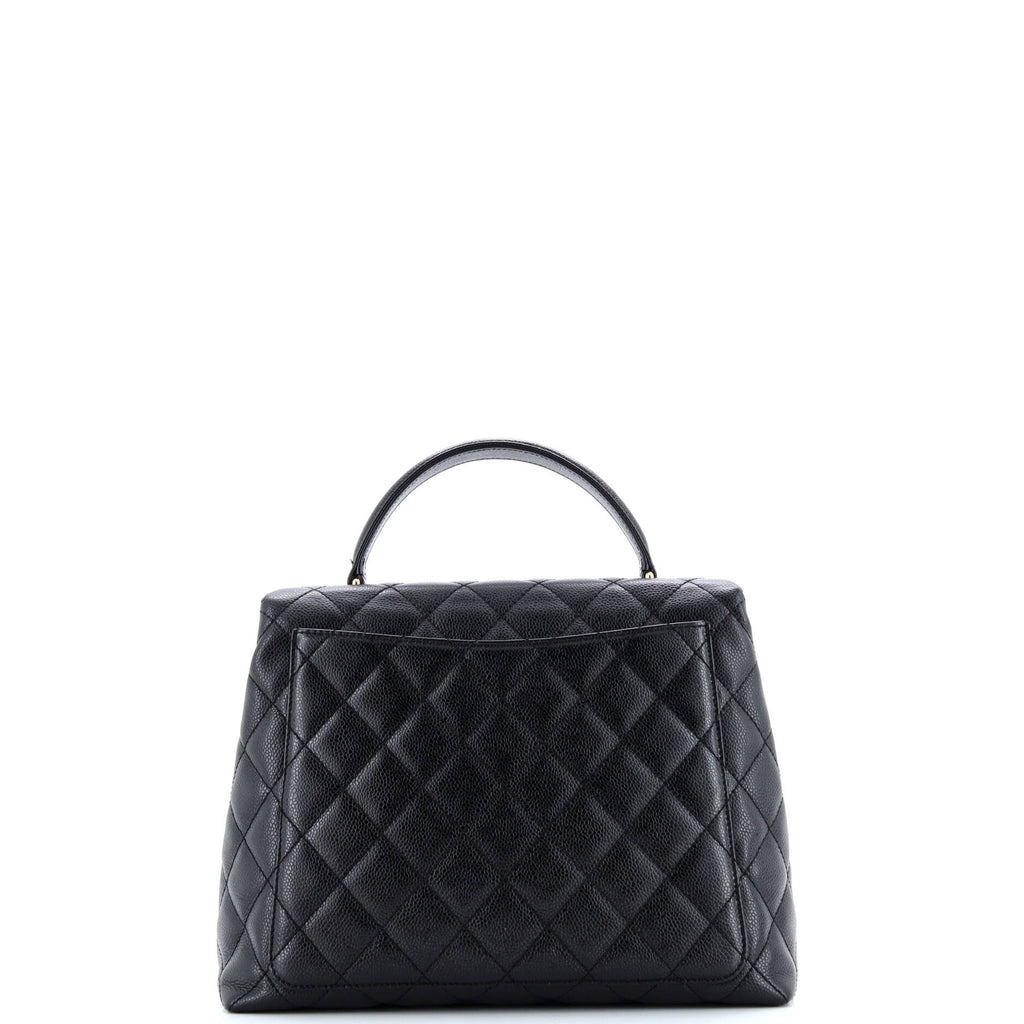 Vintage Classic Top Handle Flap Bag Quilted Caviar Jumbo