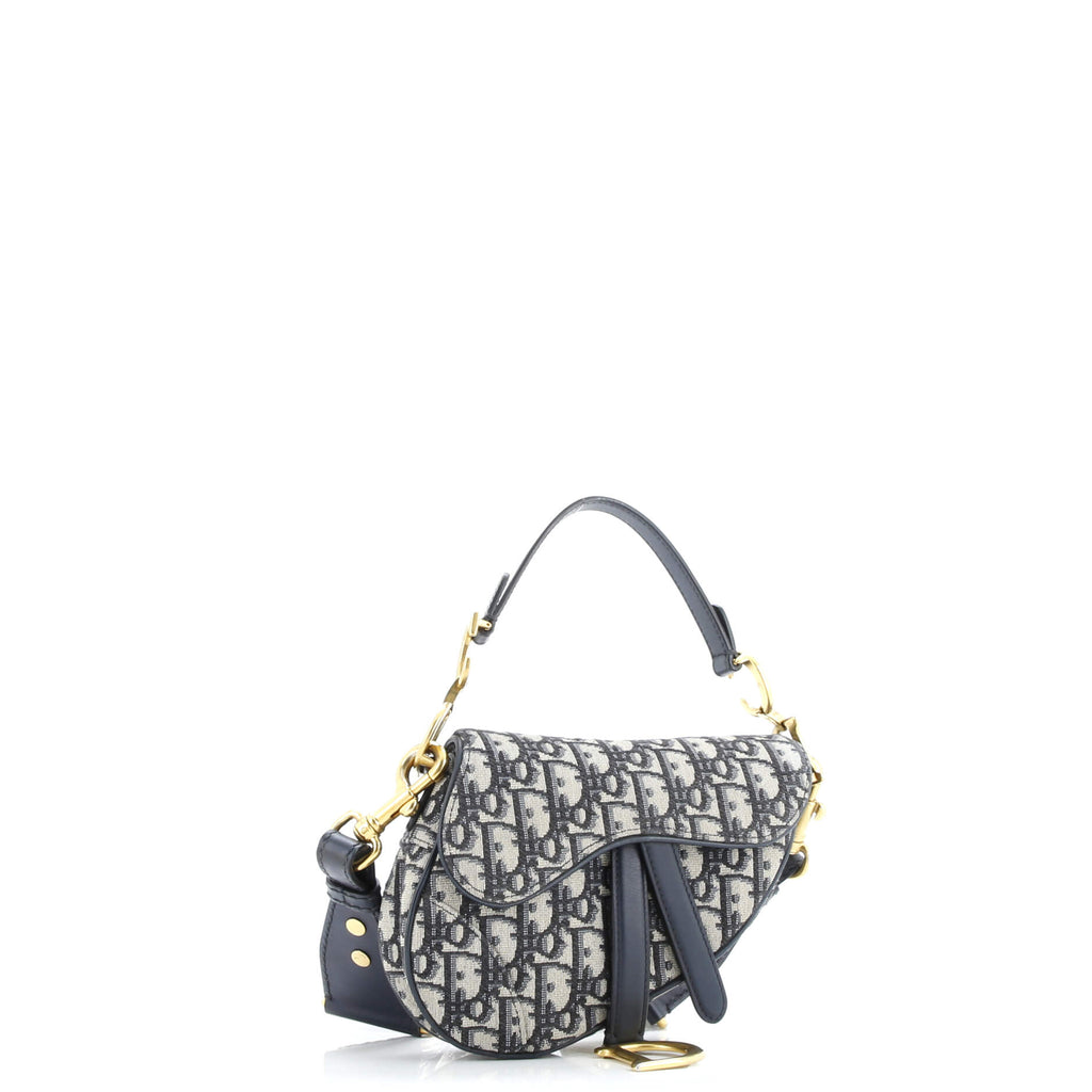 Saddle Handbag with Strap Oblique Canvas Mini