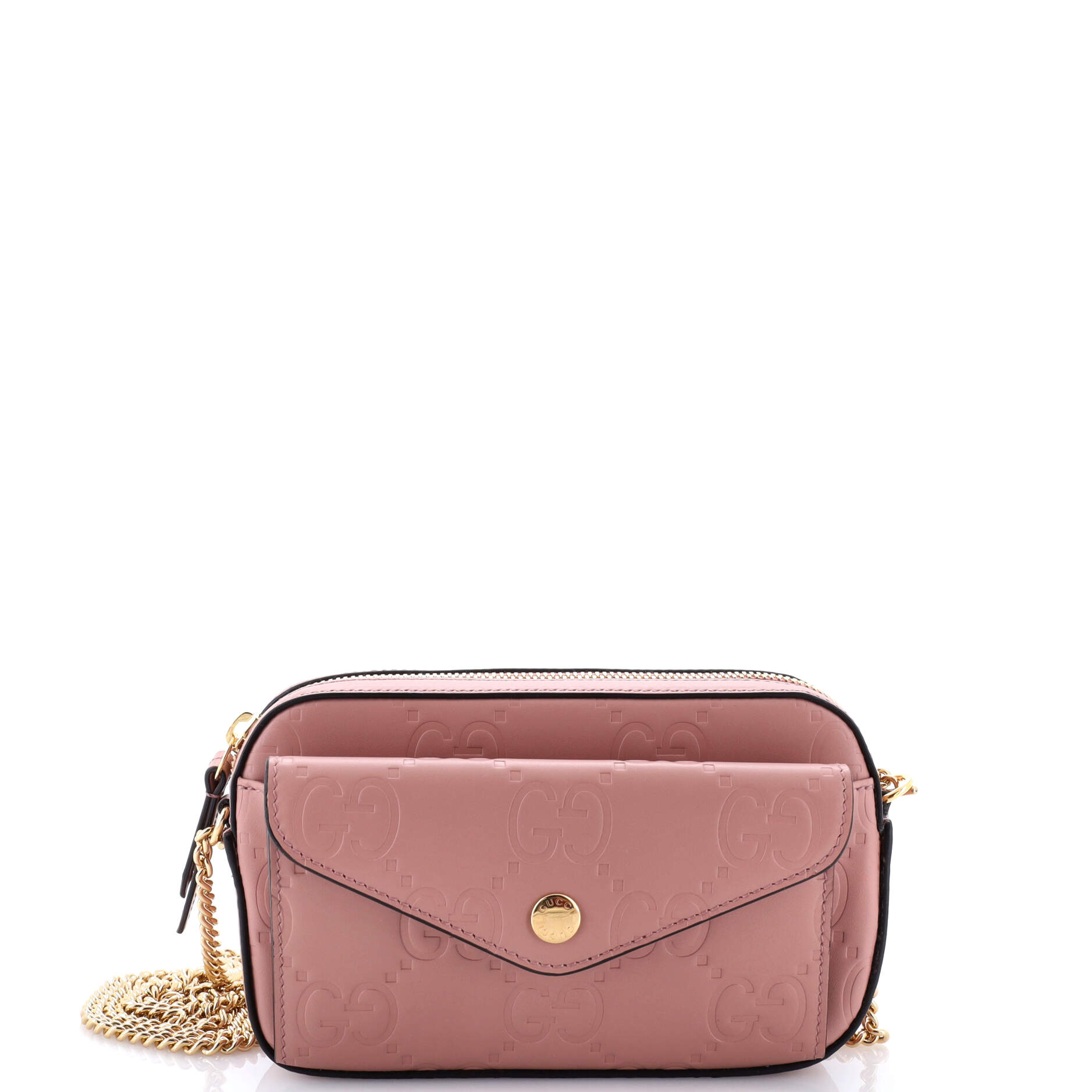 Front Pocket Chain Shoulder Bag Jumbo GG Embossed Leather Super Mini