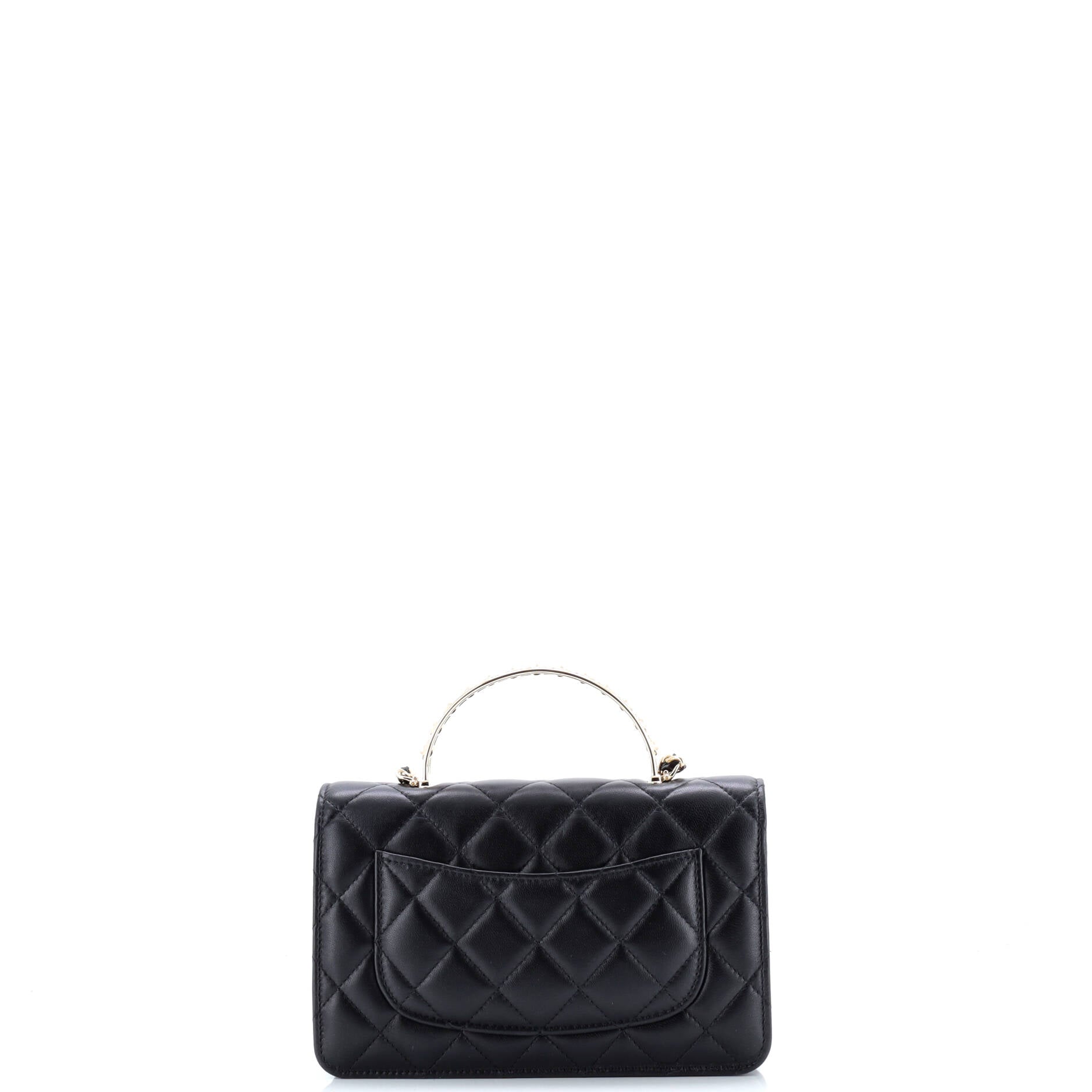 Pearl Top Handle Wallet on Chain Quilted Lambskin