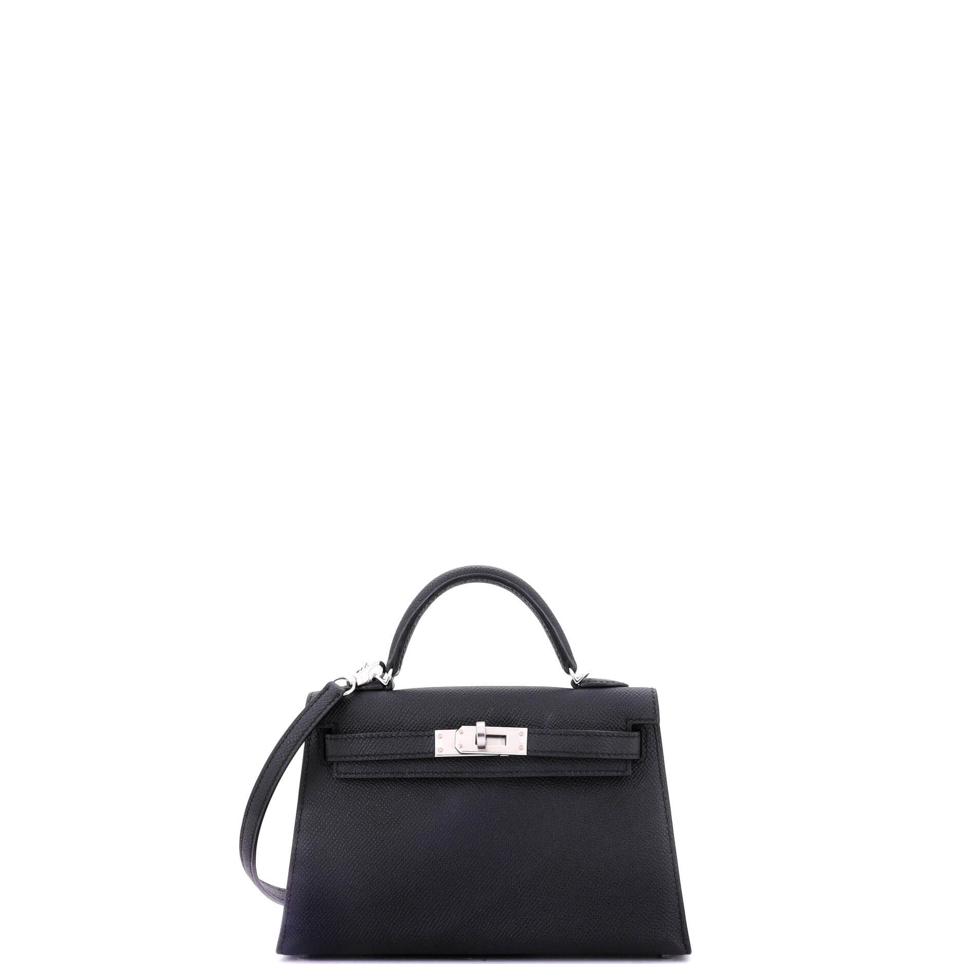 Kelly Mini II Bag Noir Epsom with Palladium Hardware 20