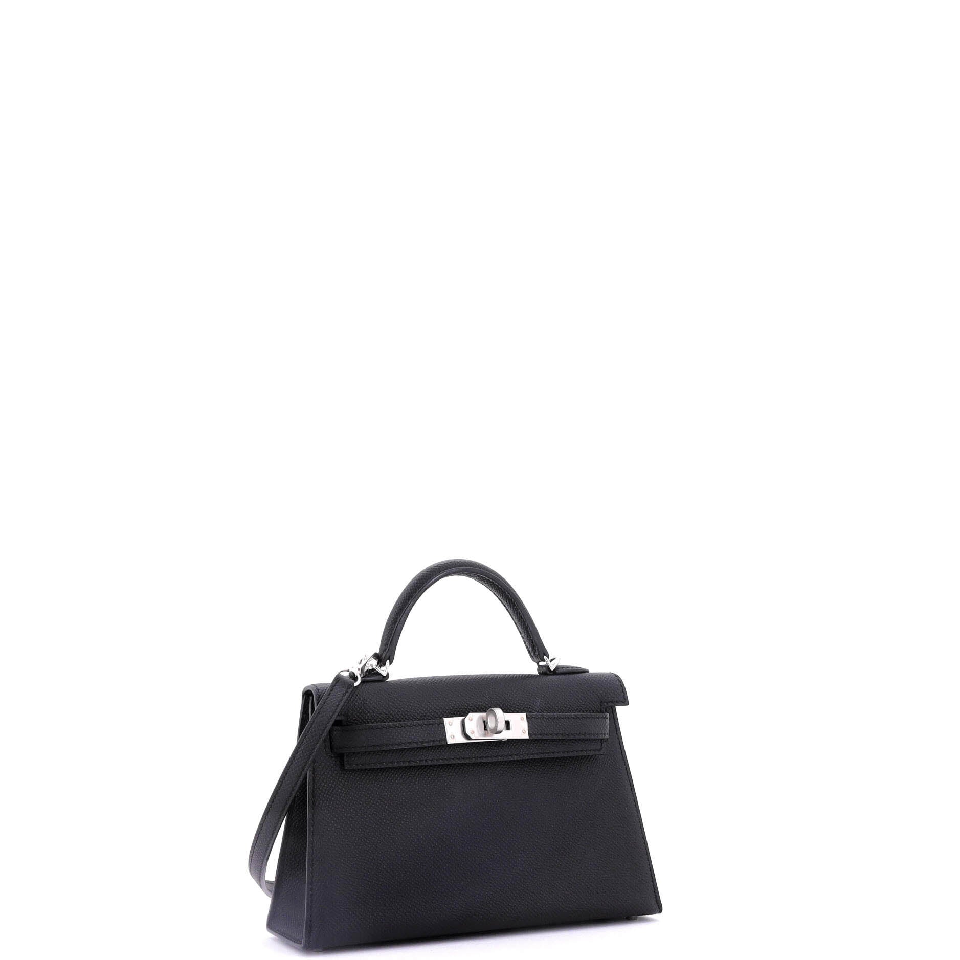 Kelly Mini II Bag Noir Epsom with Palladium Hardware 20