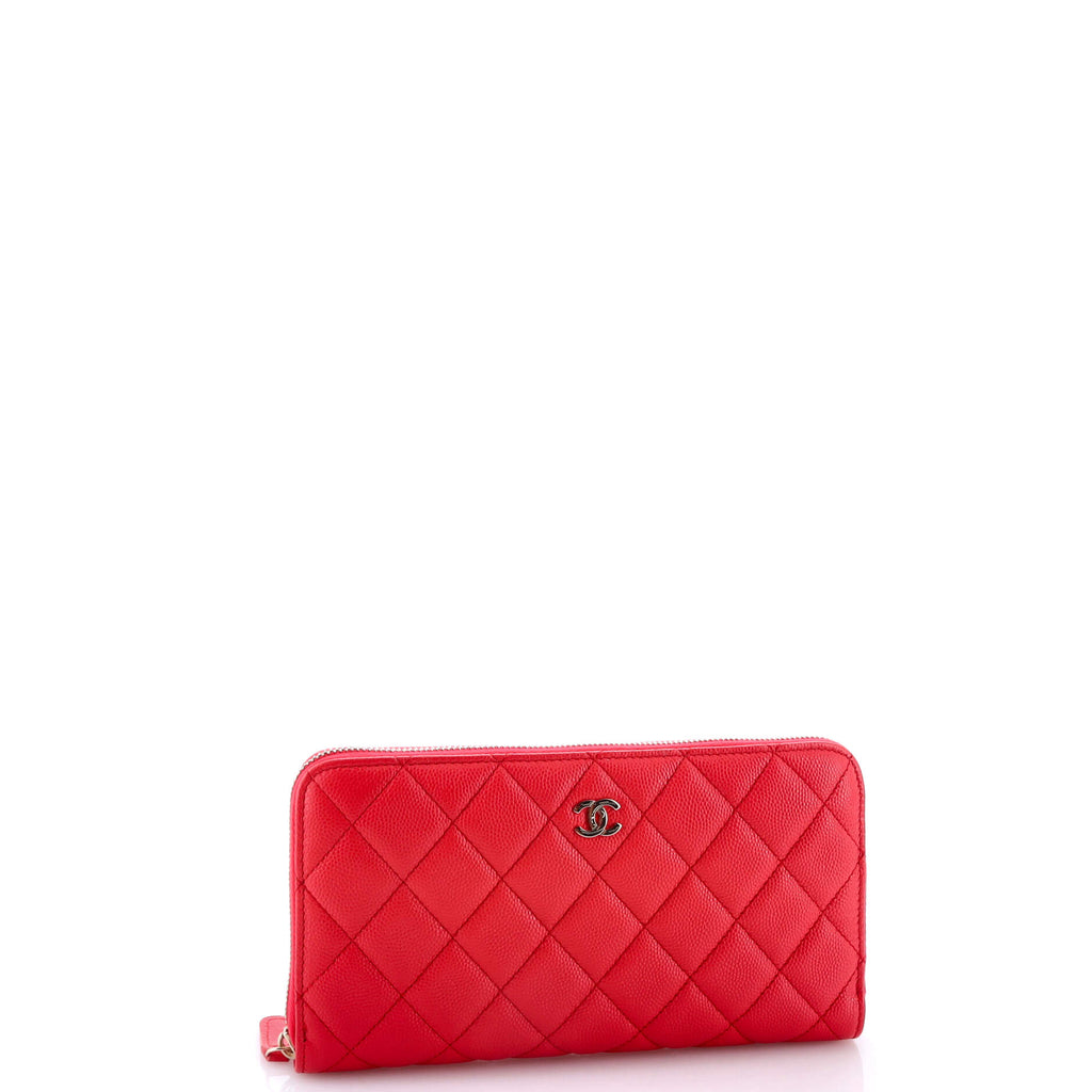 Zip Around Wallet Quilted Caviar Long