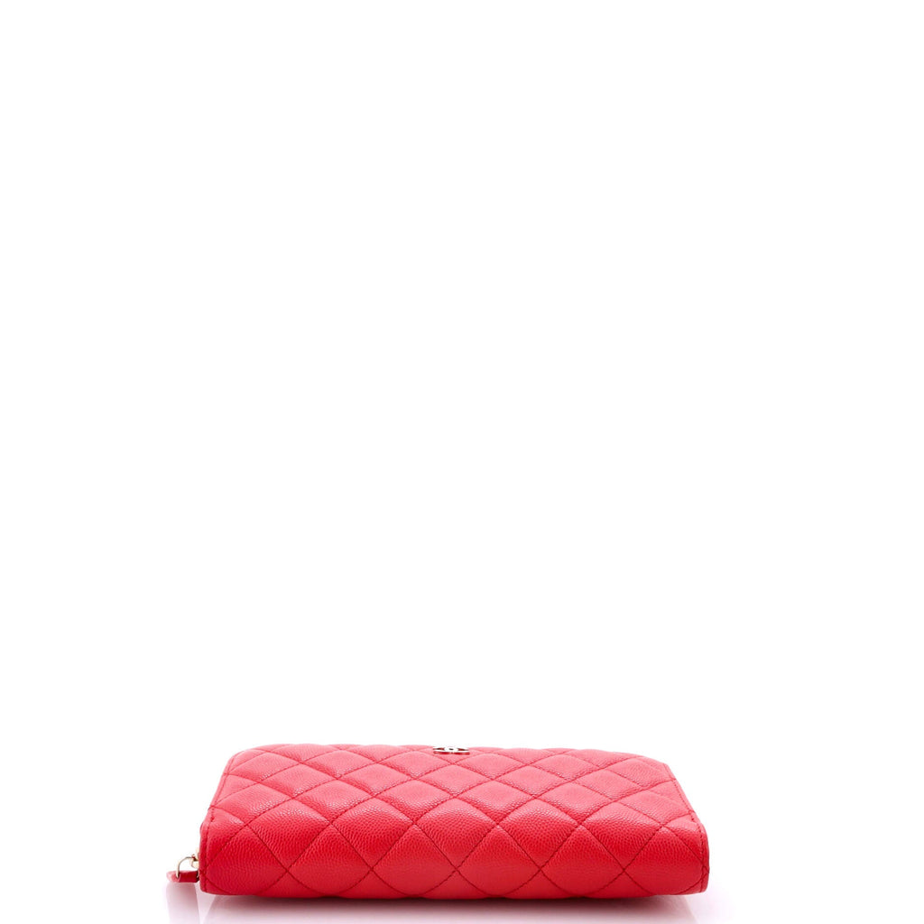 Zip Around Wallet Quilted Caviar Long
