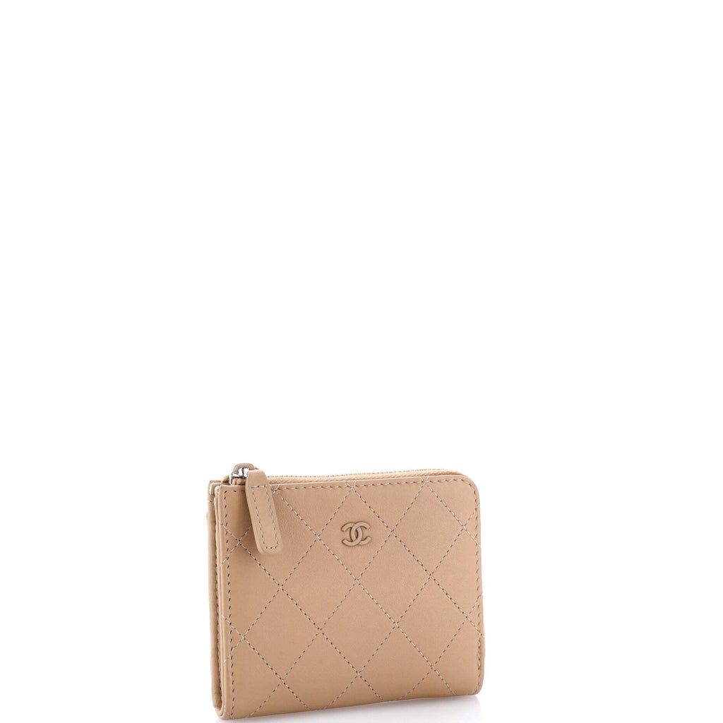 Monochrome CC Zip Wallet Quilted Leather Compact
