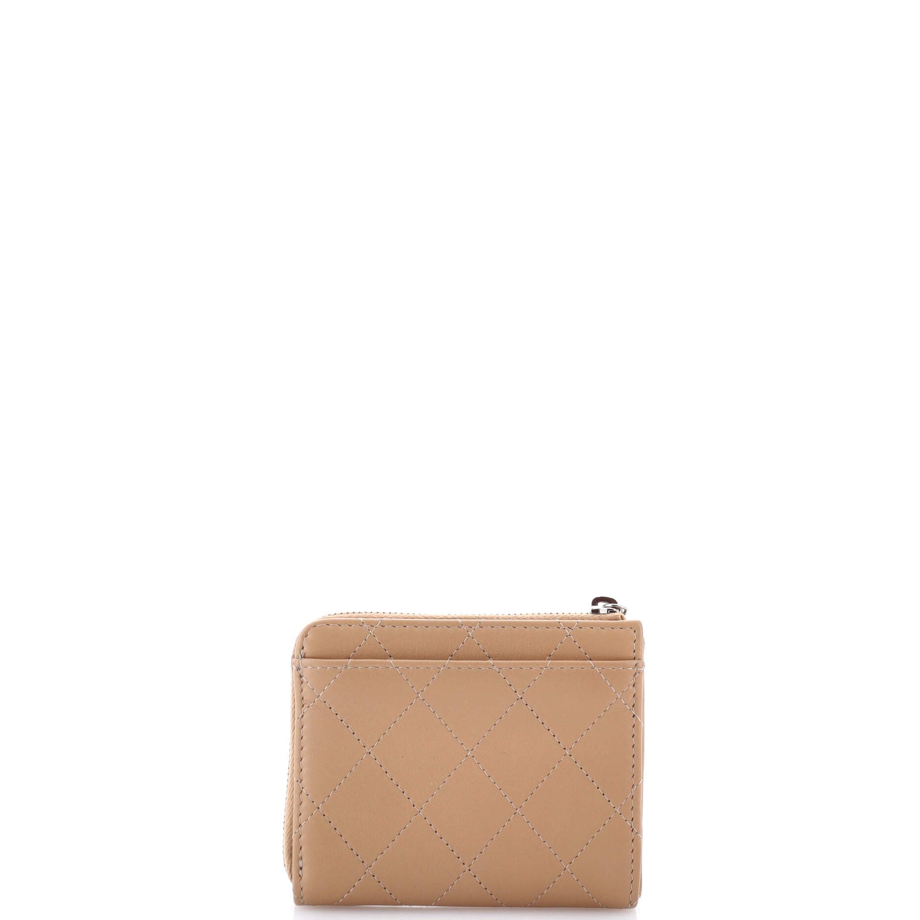 Monochrome CC Zip Wallet Quilted Leather Compact