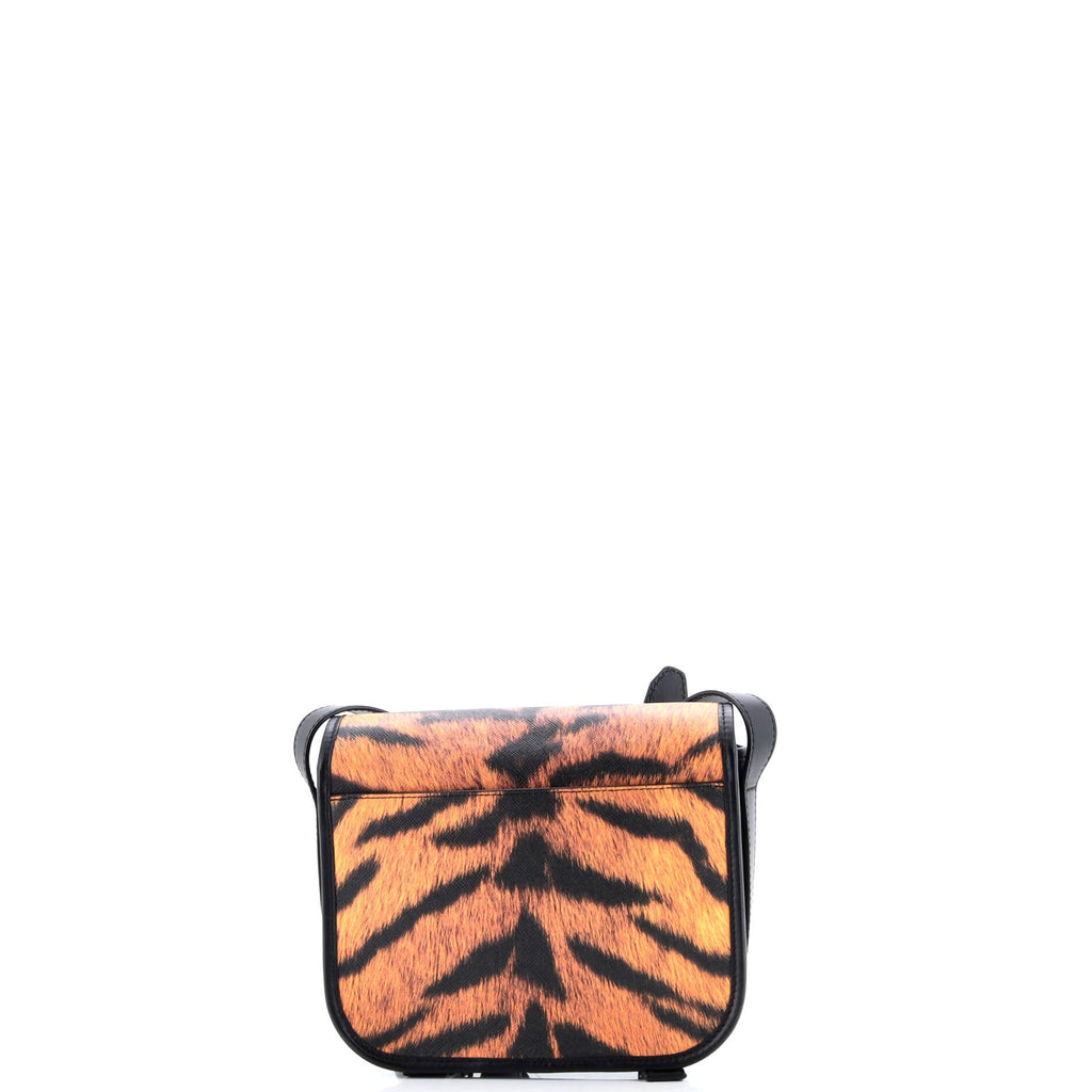 Double Buckle Flap Messenger Bag Printed Coated Canvas Small