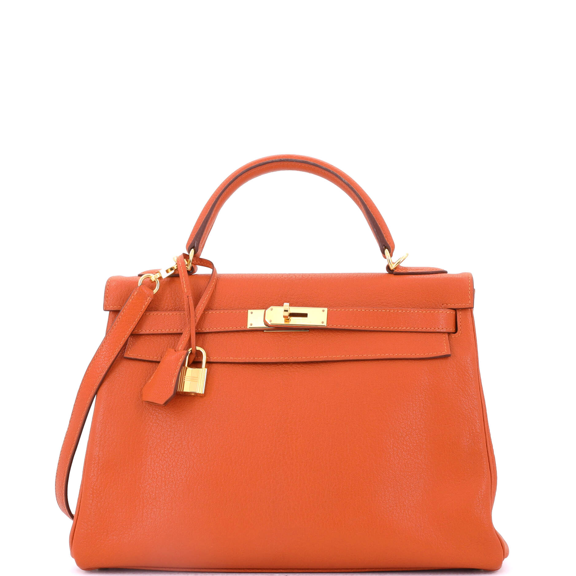 Kelly Handbag Orange H Chevre de Coromandel with Gold Hardware 32
