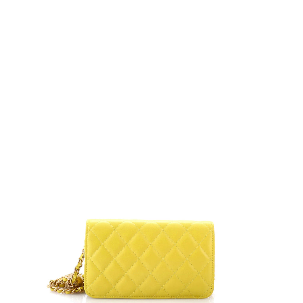 Pearl Crush Flap Phone Holder with Chain Quilted Lambskin
