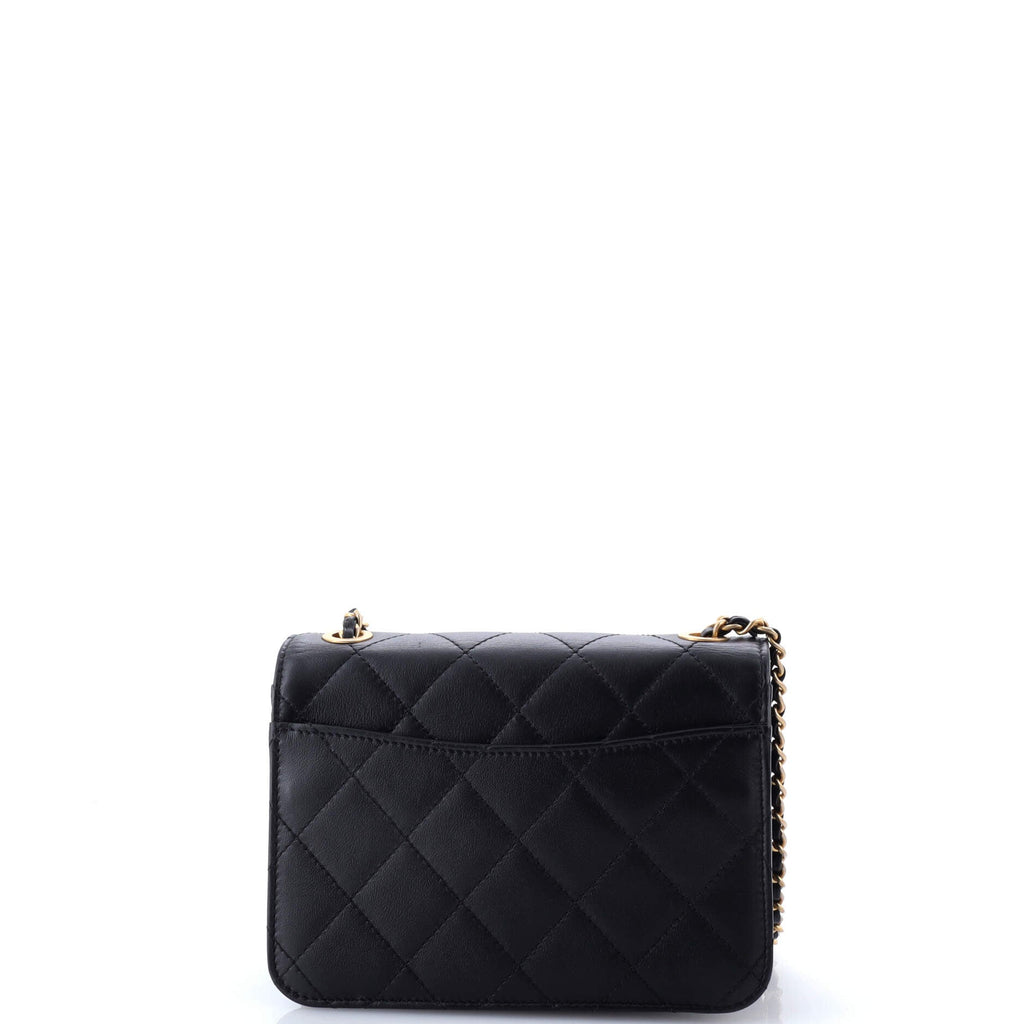Resin and Pearl CC Full Flap Bag Quilted Calfskin Small