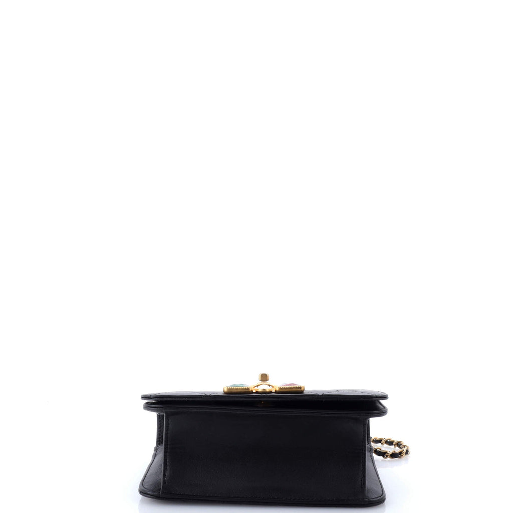 Resin and Pearl CC Full Flap Bag Quilted Calfskin Small
