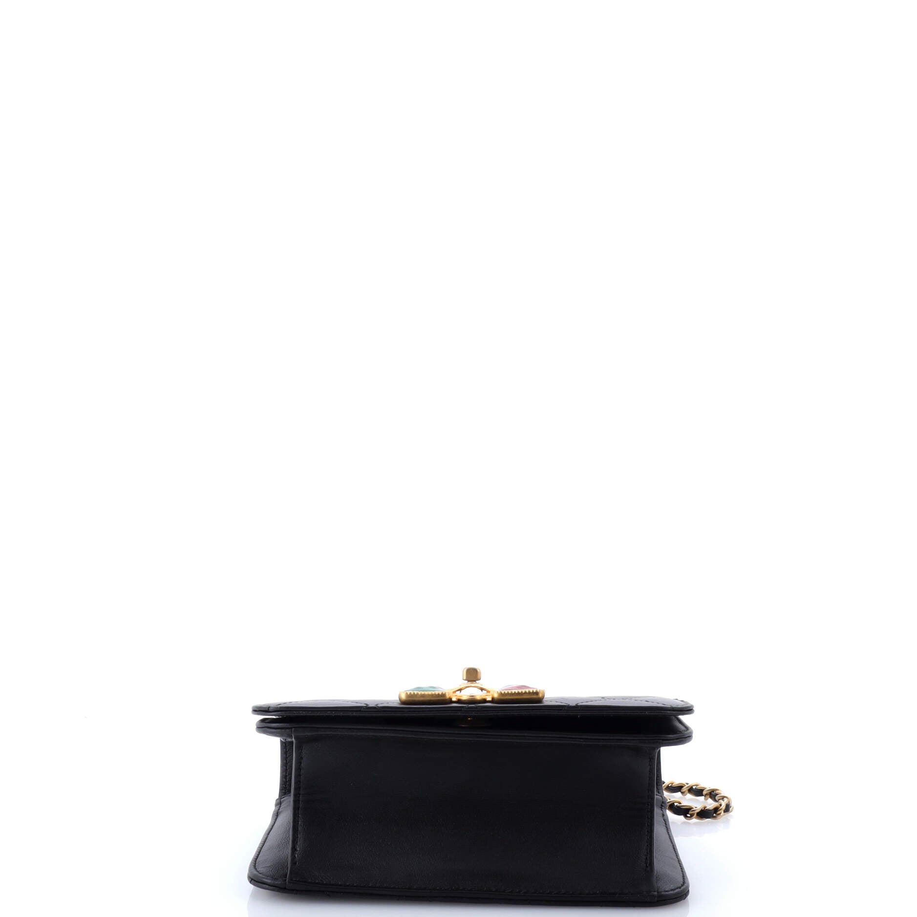 Resin and Pearl CC Full Flap Bag Quilted Calfskin Small