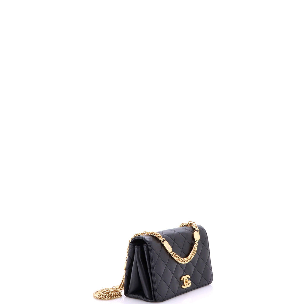 Logo Enamel Full Flap Bag Quilted Lambskin Mini