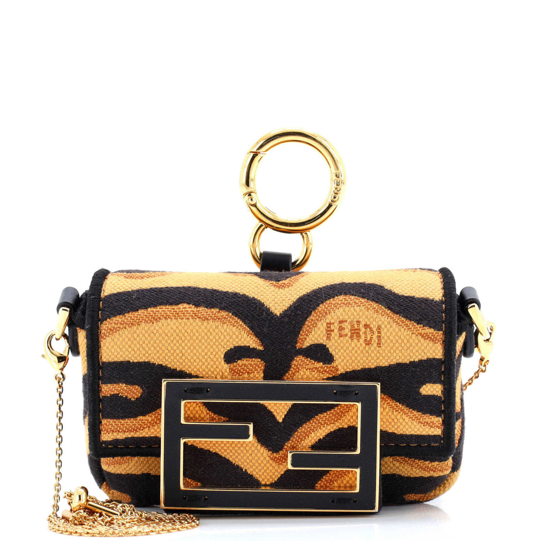 Chain Baguette Charm Bag Embroidered Canvas Nano