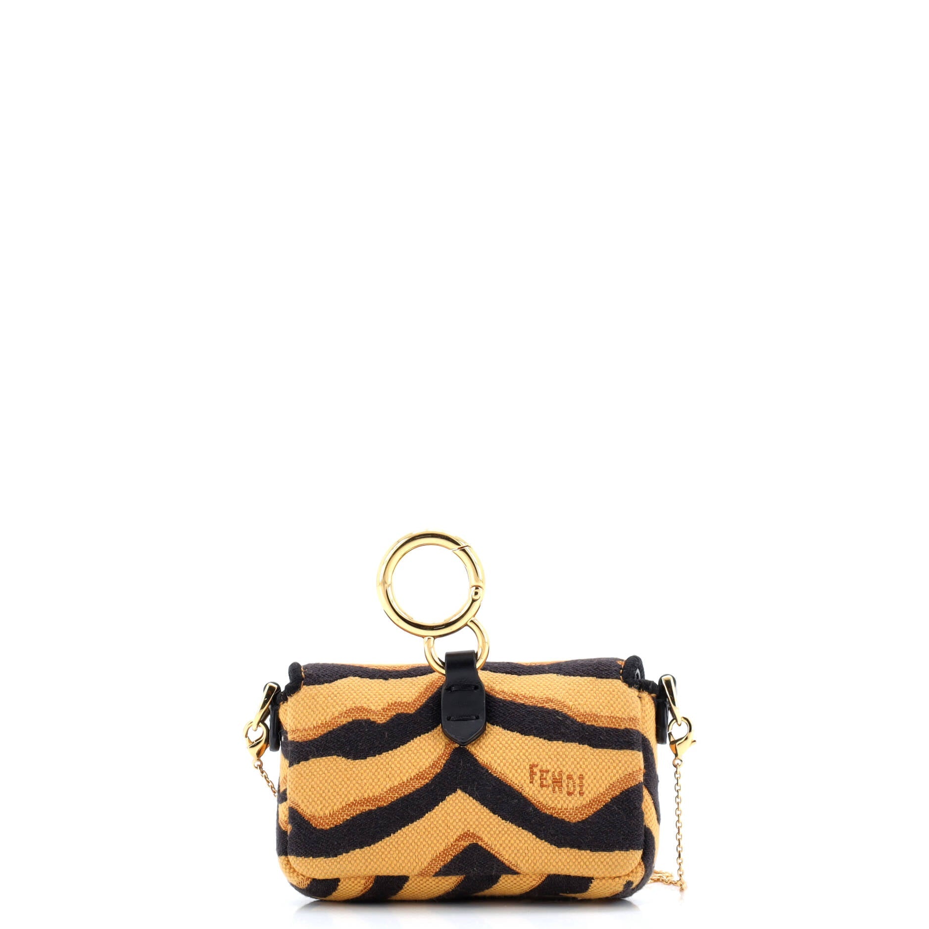 Chain Baguette Charm Bag Embroidered Canvas Nano