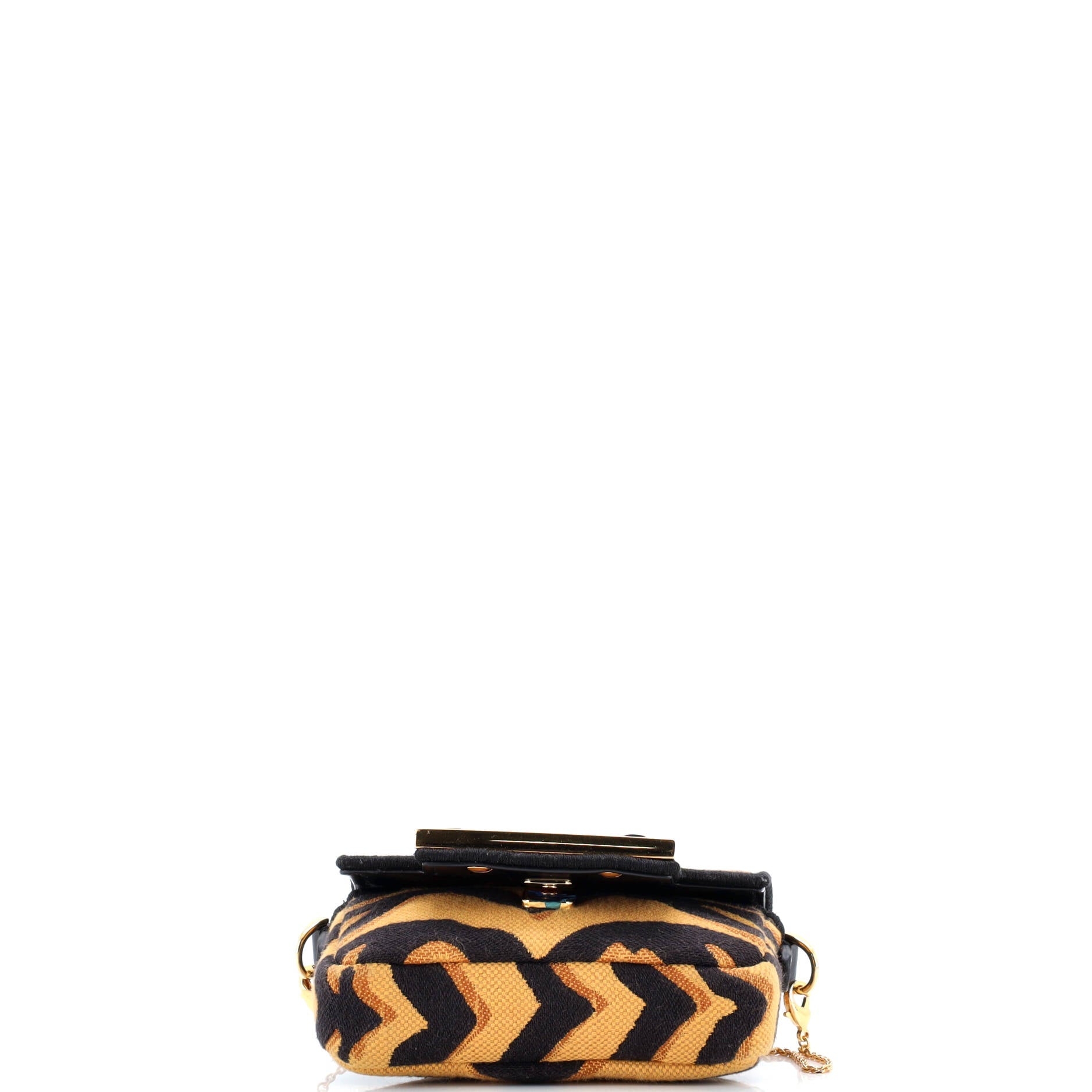 Chain Baguette Charm Bag Embroidered Canvas Nano