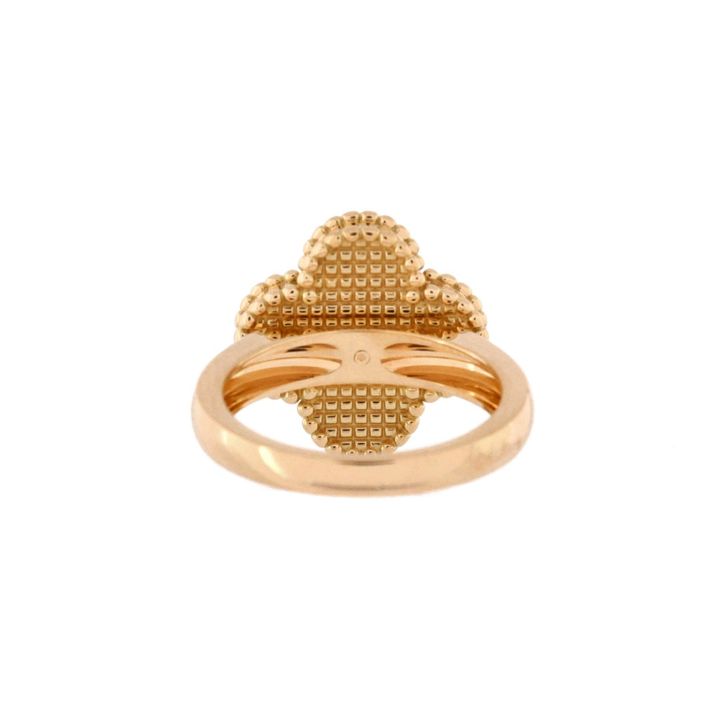 Vintage Alhambra Ring 18K Yellow Gold with Onyx and Diamond