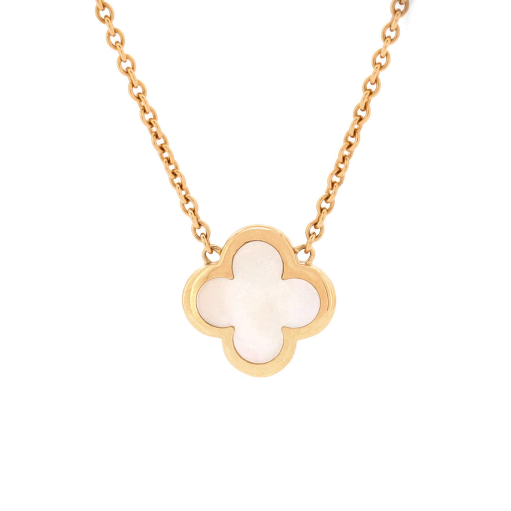 Pure Alhambra Pendant Necklace 18K Yellow Gold and Mother of Pearl