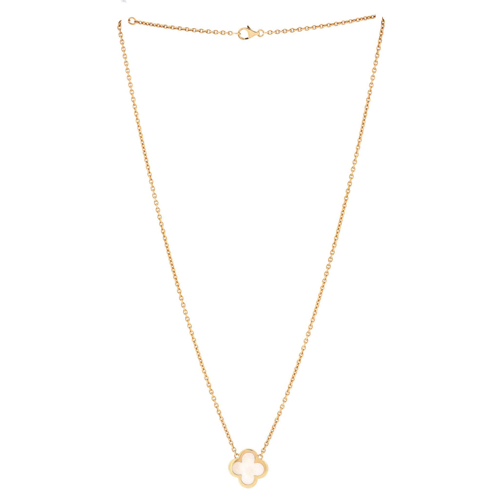 Pure Alhambra Pendant Necklace 18K Yellow Gold and Mother of Pearl