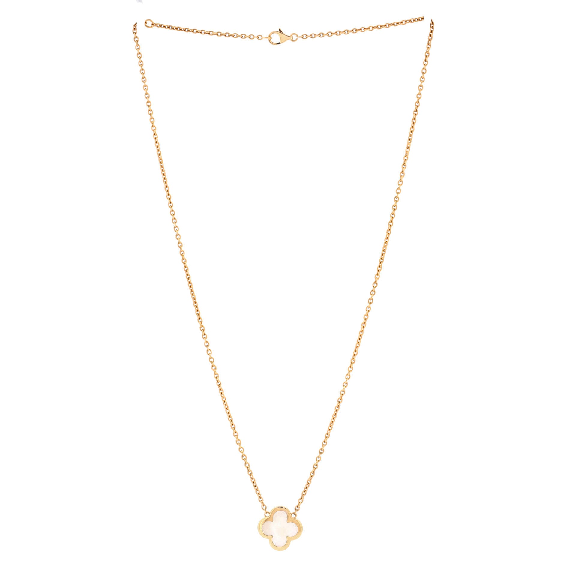 Pure Alhambra Pendant Necklace 18K Yellow Gold and Mother of Pearl