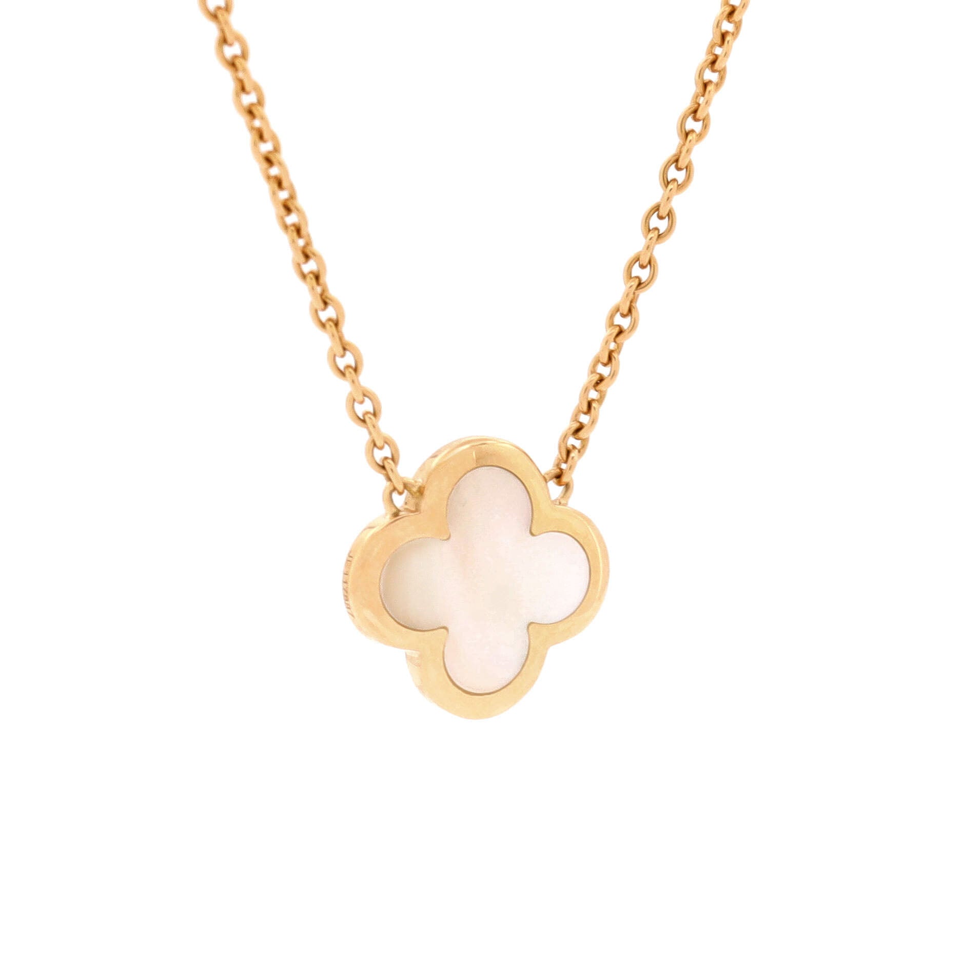 Pure Alhambra Pendant Necklace 18K Yellow Gold and Mother of Pearl