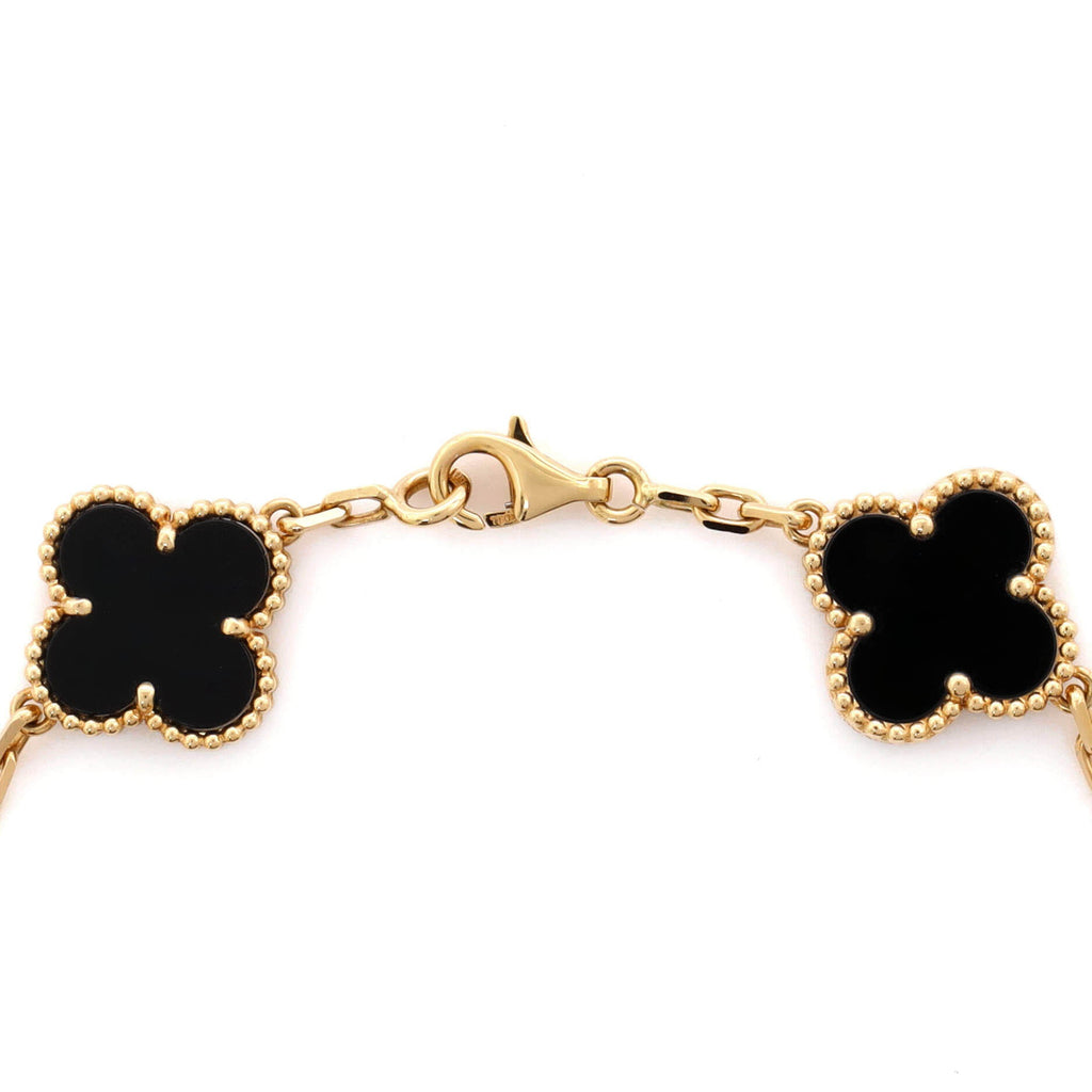Vintage Alhambra 5 Motifs Bracelet 18K Yellow Gold and Onyx