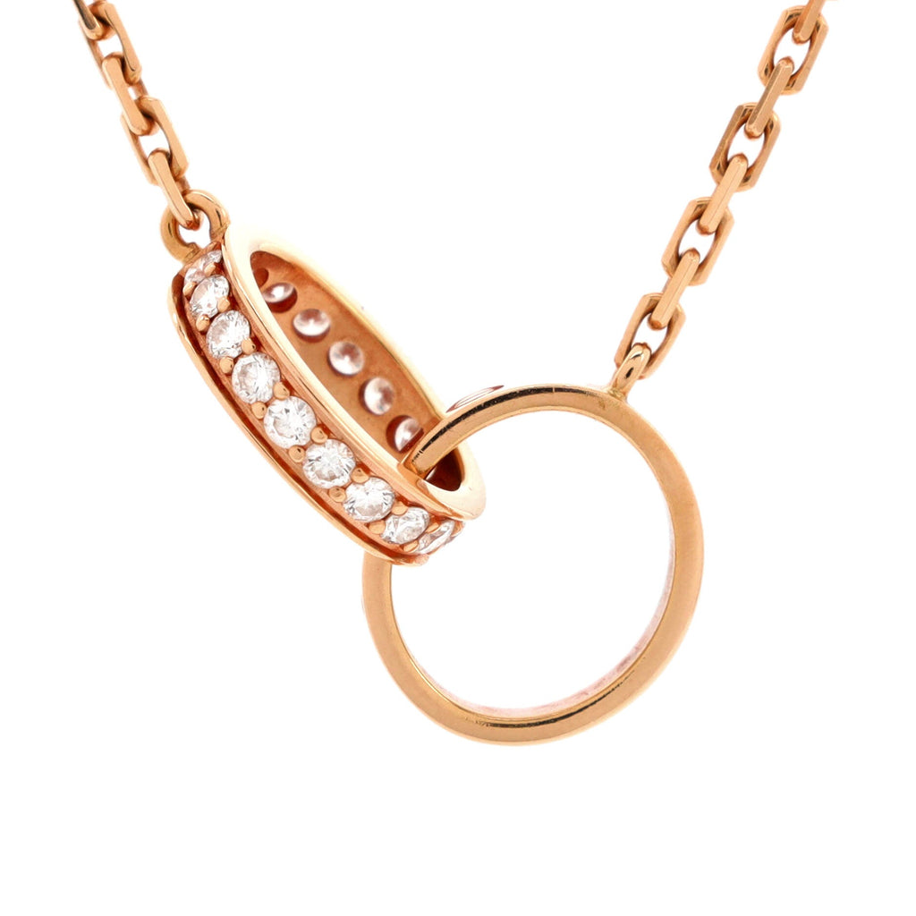 Love Interlocking Necklace 18K Rose Gold with Diamonds