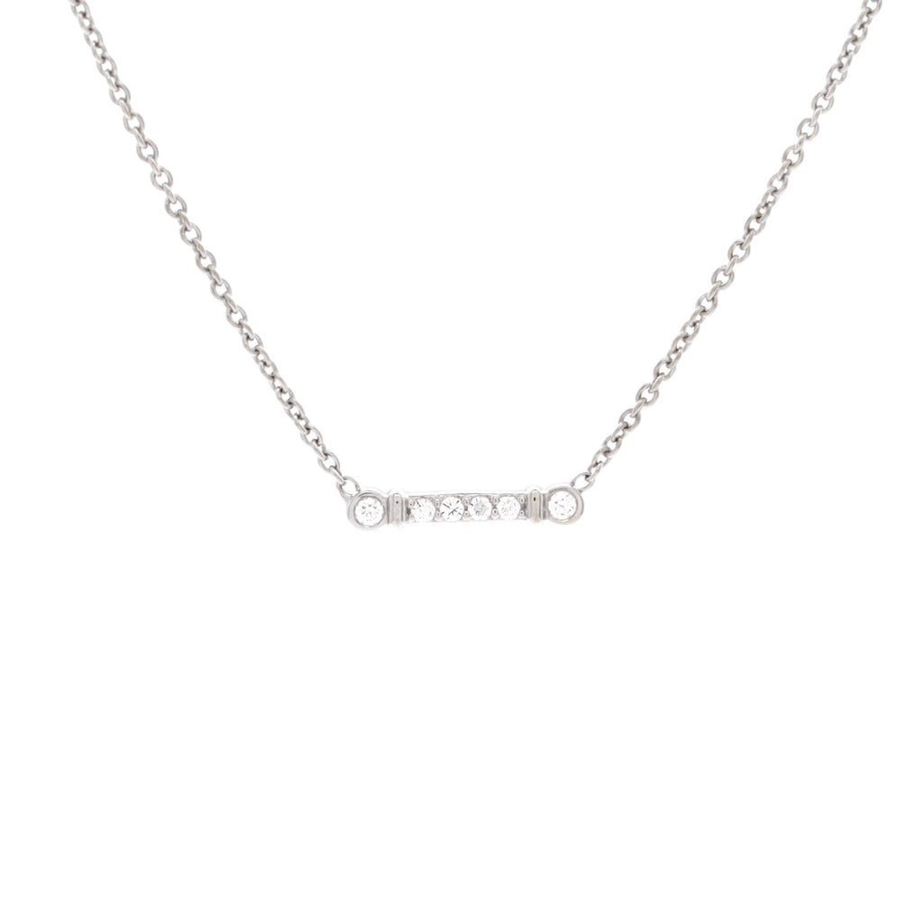 Fleur de Lis Key Bar Pendant Necklace Platinum and Diamonds