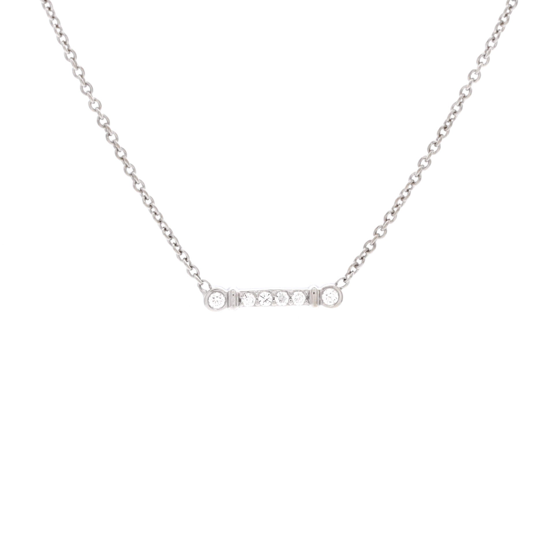 Fleur de Lis Key Bar Pendant Necklace Platinum and Diamonds