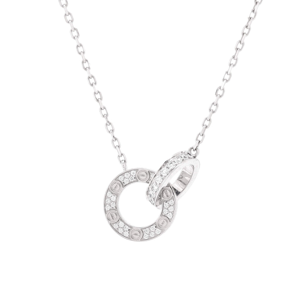 Love Interlocking Pave Necklace 18K White Gold and Diamonds