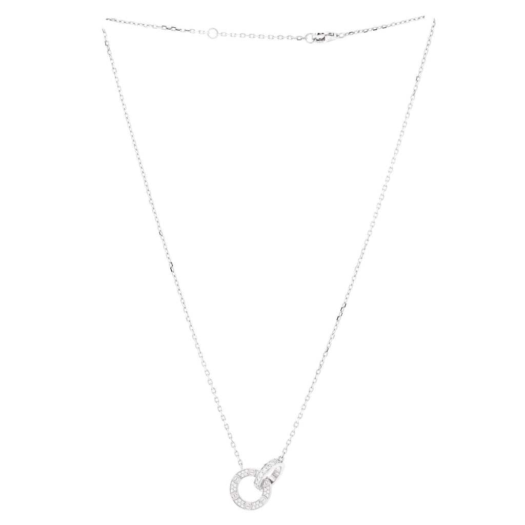 Love Interlocking Pave Necklace 18K White Gold and Diamonds