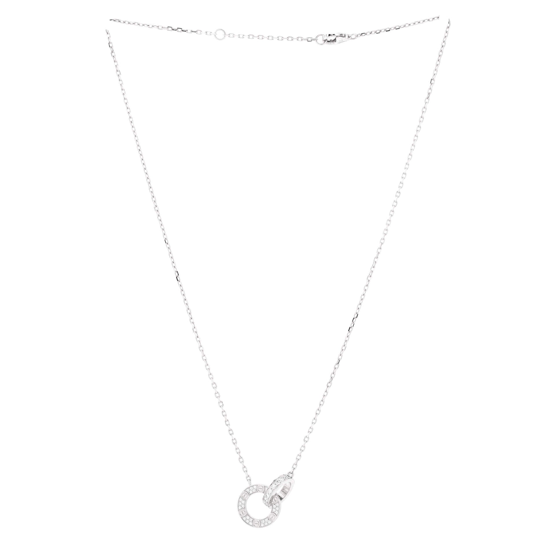 Love Interlocking Pave Necklace 18K White Gold and Diamonds