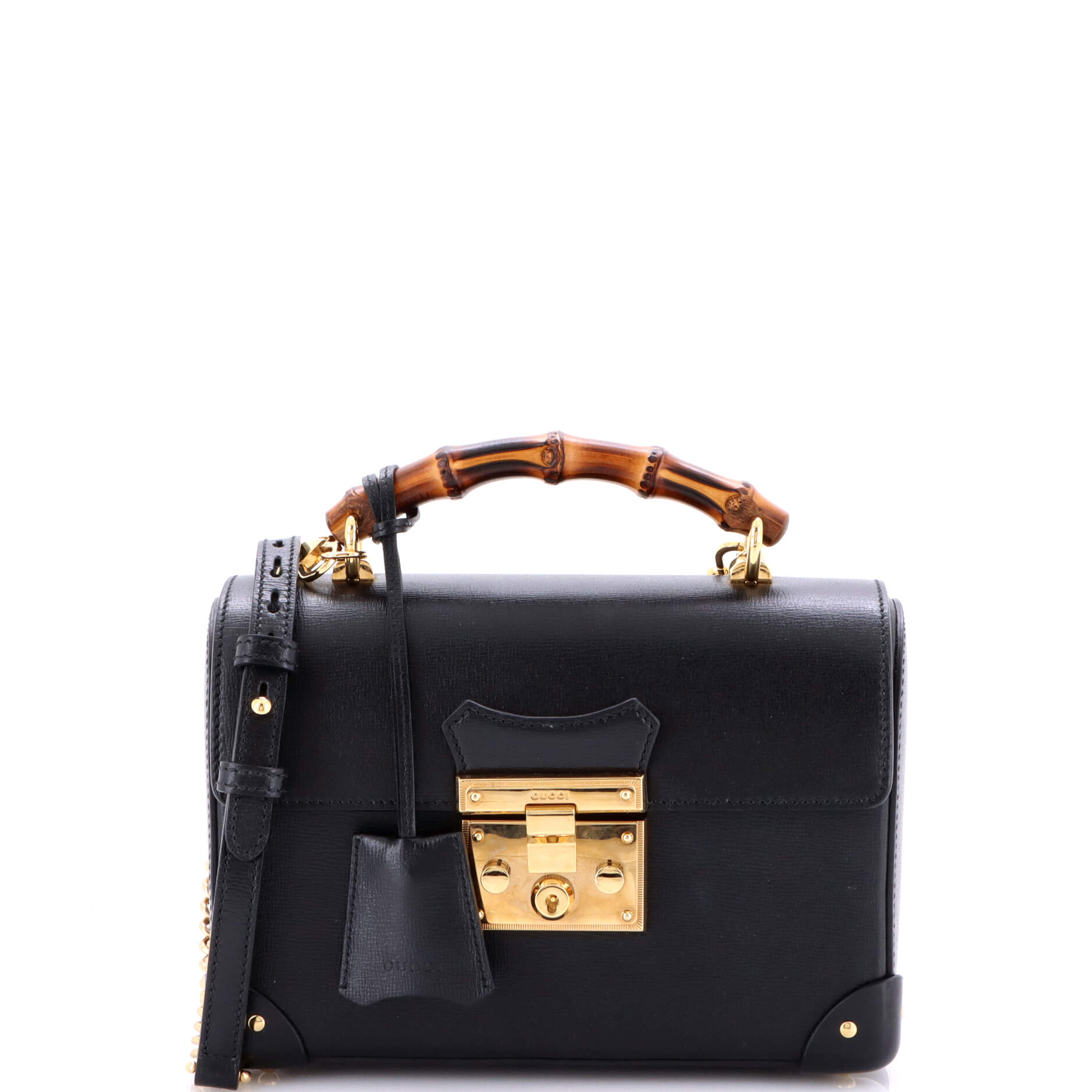 Padlock Bamboo Shoulder Bag Leather Small