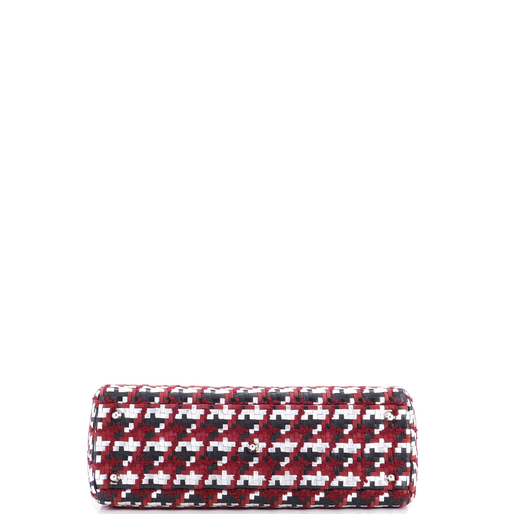 Lady Dior Bag Woven Leather with Tweed Large