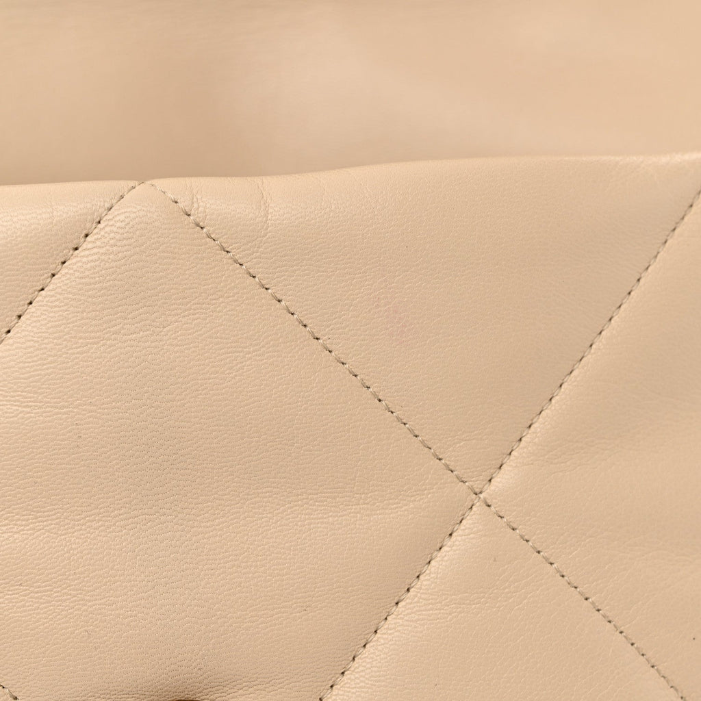 Lambskin Quilted Large Chanel 19 Flap Light Beige