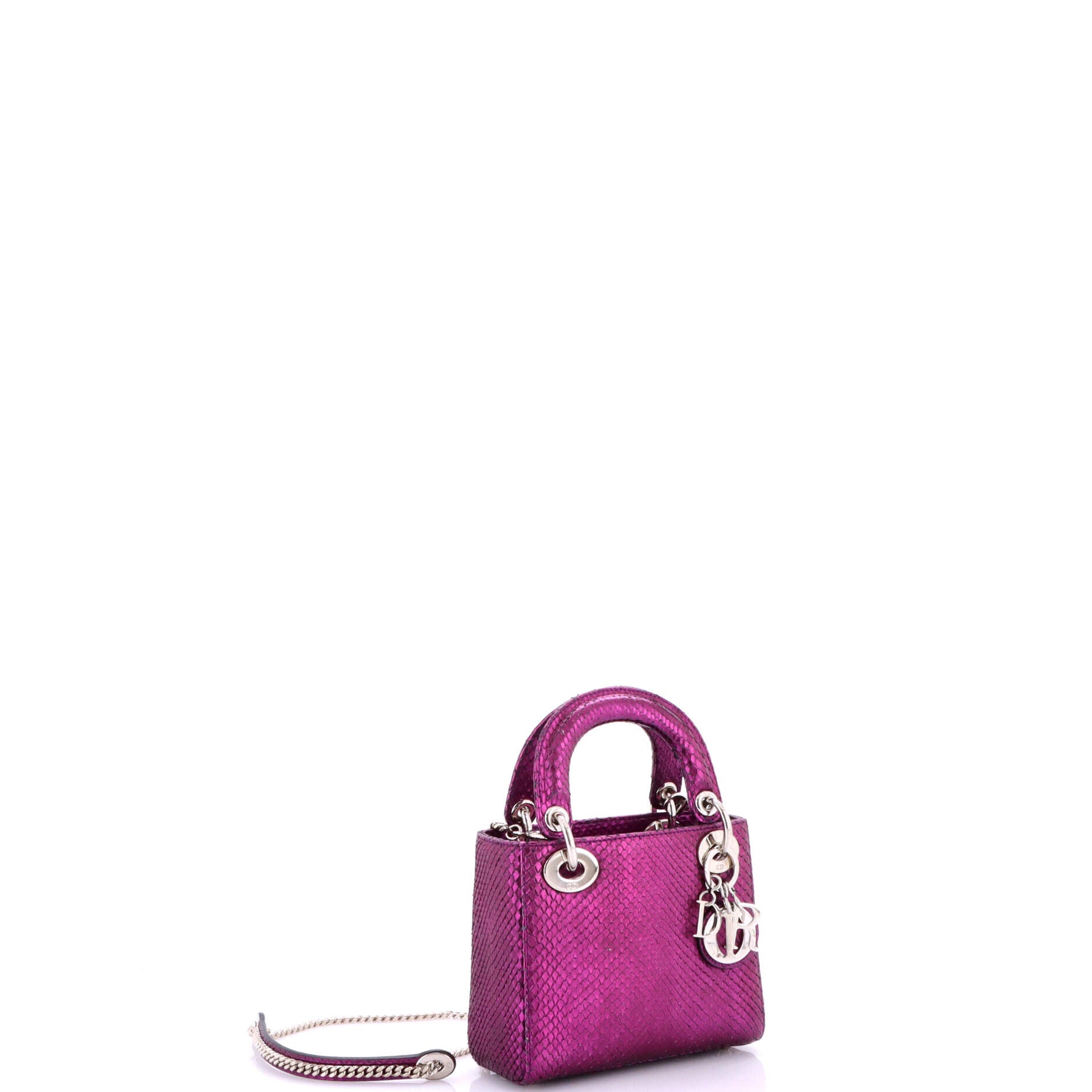 Lady Dior Chain Bag Metallic Snakeskin Mini