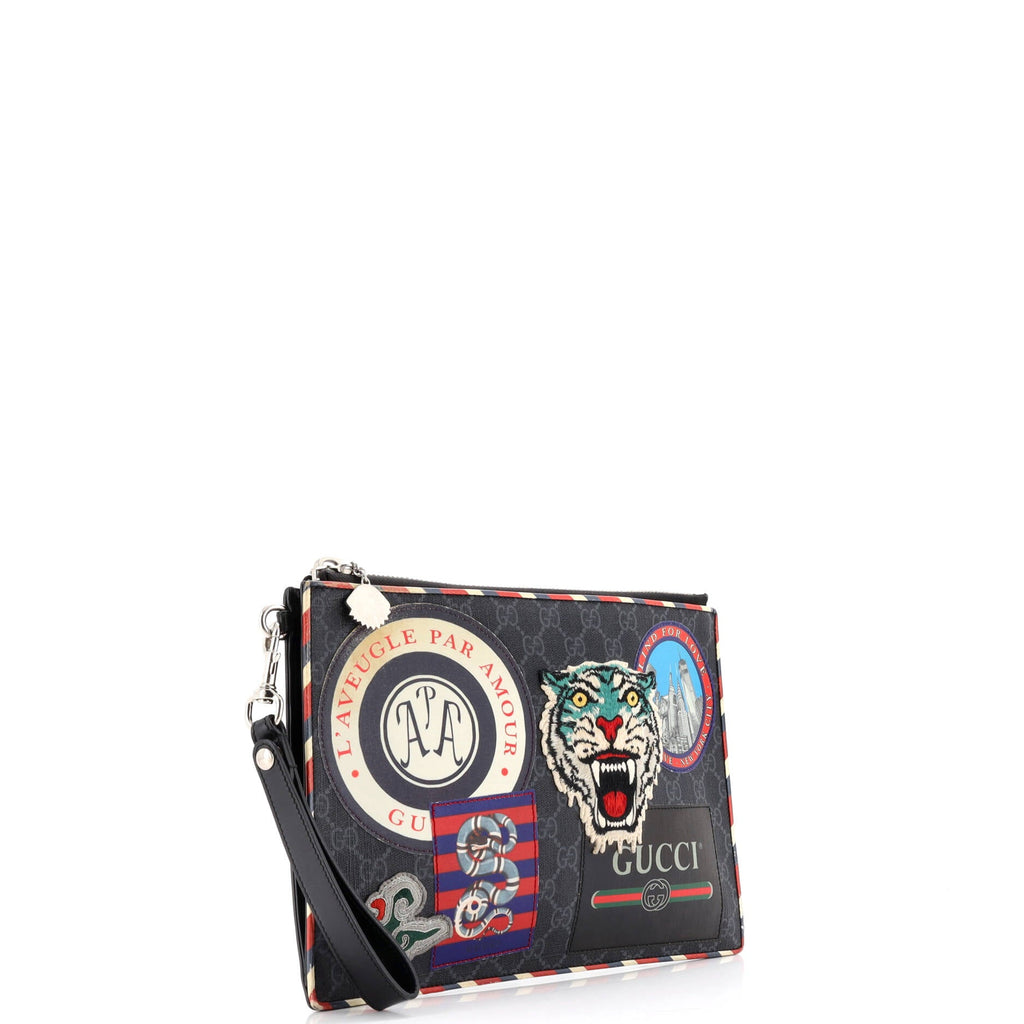 Night Courrier Pouch GG Coated Canvas with Applique