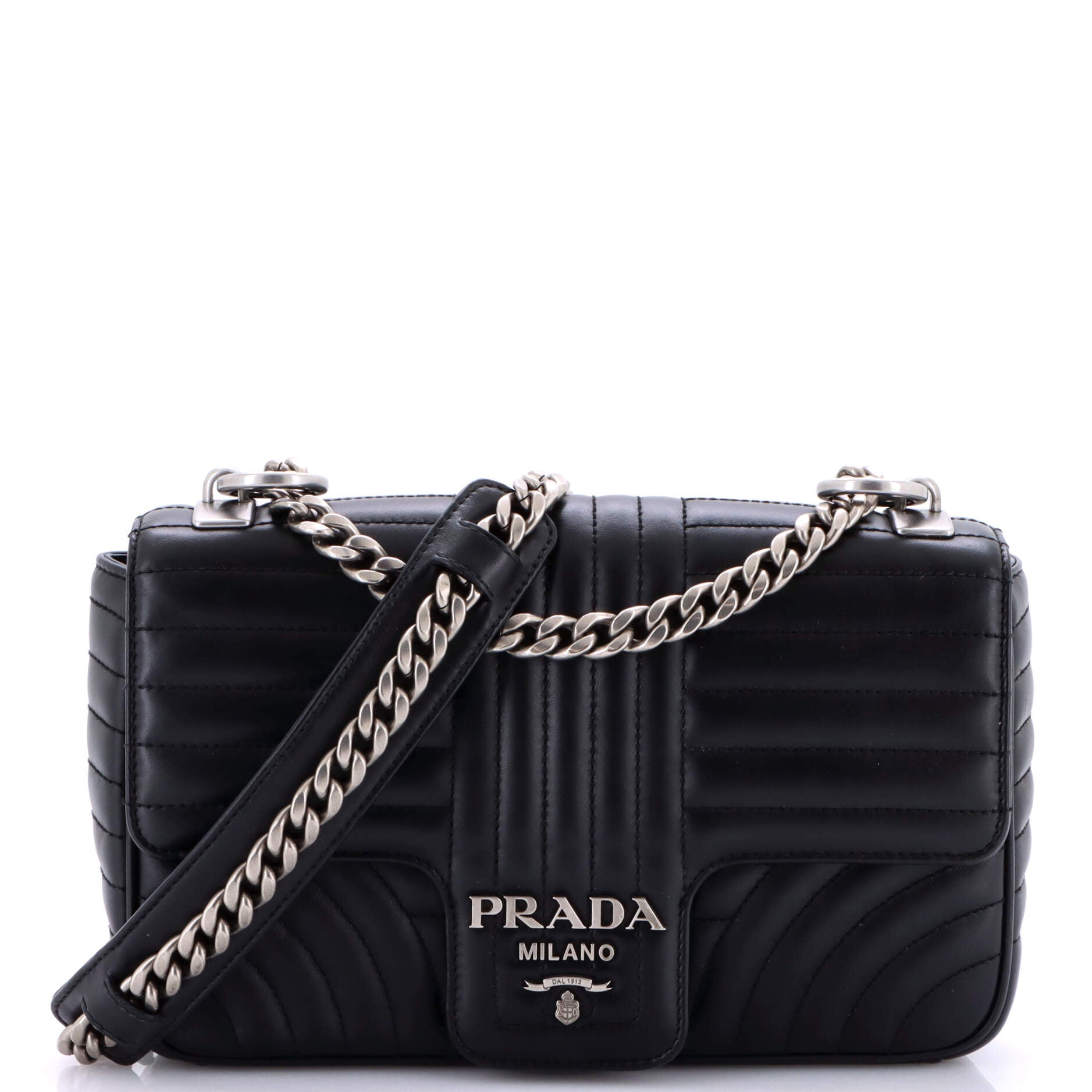 Chain Flap Shoulder Bag Diagramme Quilted Leather Medium