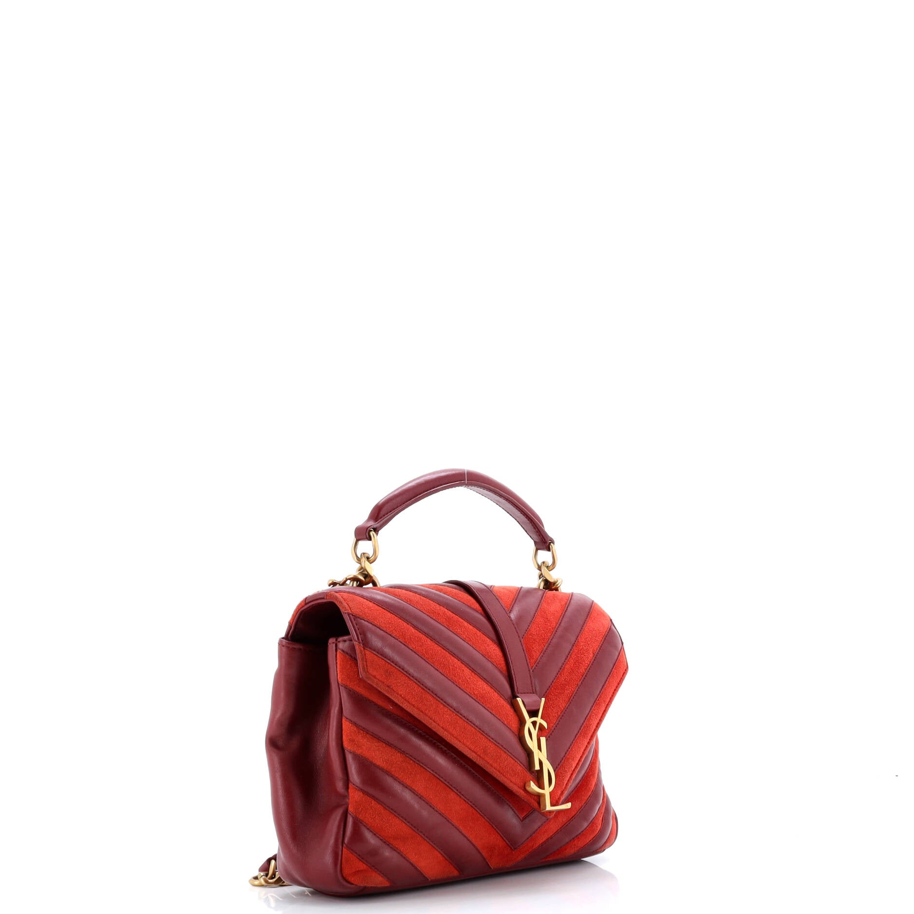 Classic Monogram College Bag Matelasse Chevron Leather and Suede Medium