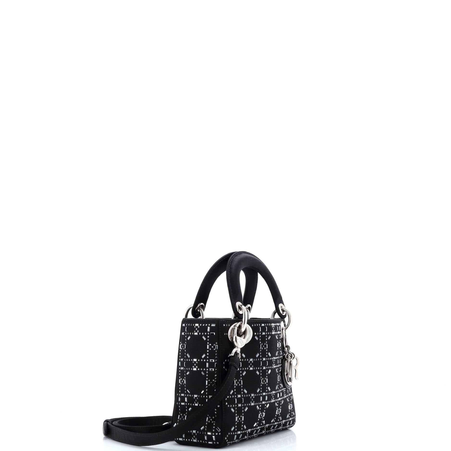 Lady Dior Bag Crystal Embellished Cannage Quilt Satin Mini